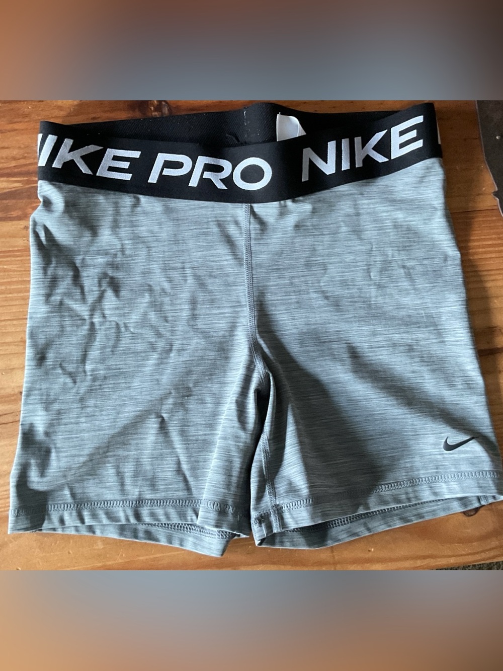 Nike Light Gray Pro Compression Shorts with Black Waistband